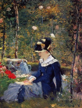 Édouard Manet Painting - Mujer joven en el jardín Eduard Manet